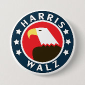 Harris Walz Stylized Eagle President 2024 缶バッジ (正面)