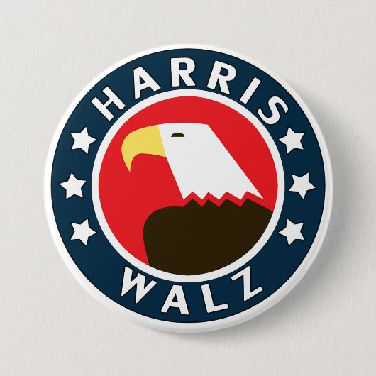Harris Walz Stylized Eagle President 2024 缶バッジ (正面)