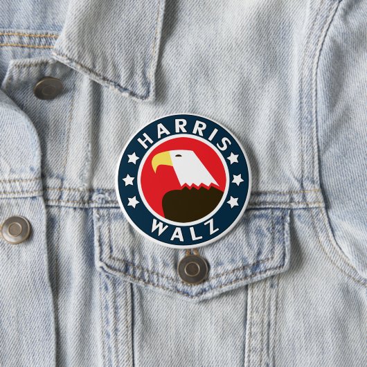 Harris Walz Stylized Eagle President 2024 缶バッジ (インサイチュ)