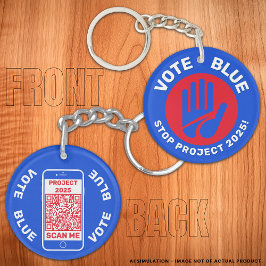 Harris Walz Vote Blueストップ ' Project 2025!' QRコード キーホルダー