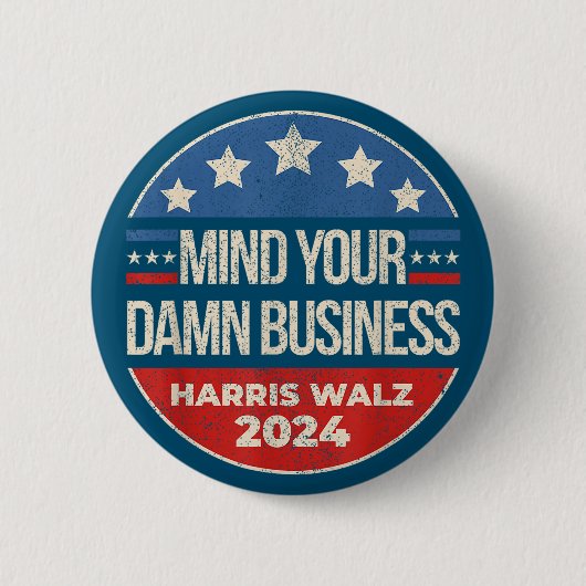 Harris Walz Waltz 2024 自分のことは自分でやれ 缶バッジ (正面)