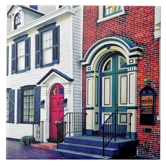 Harrisburg PA -米国旗が付いている通り タイル (正面)