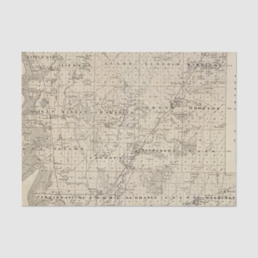 Harrison郡、アイオワ州の地図 薄葉紙 (正面)