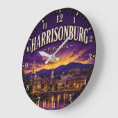 Harrisonburg Virginia ラージ壁時計 (傾斜)