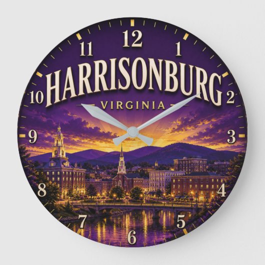 Harrisonburg Virginia ラージ壁時計 (正面)