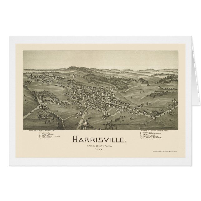 HarrisvilleのWVのパノラマ式の地図- 1899年 (正面横)