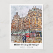 Harrods Knightsbridge London Travel Water color ポストカード (正面)