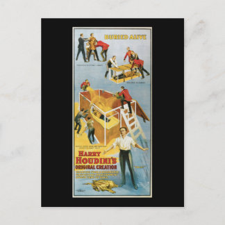 Harry Houdini, Buried Alive Vintage Poster, 1914 ポストカード