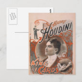Harry Houdini「King of Cards」ヴィンテージ劇場 ポストカード (正面/裏面)