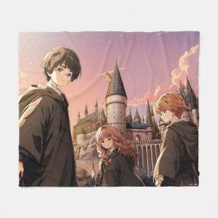 HARRY POTTER™ ハーマイオニーとロン HOGWARTS™ アニメシーン フリースブランケット