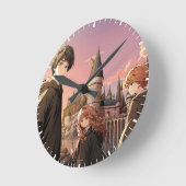 HARRY POTTER™ ハーマイオニーとロン HOGWARTS™ アニメシーン ラウンド壁時計 (傾斜)