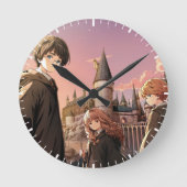 HARRY POTTER™ ハーマイオニーとロン HOGWARTS™ アニメシーン ラウンド壁時計 (正面)