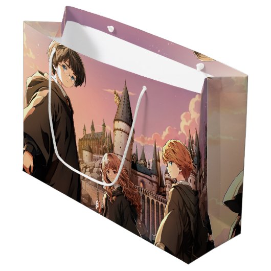 HARRY POTTER™ ハーマイオニーとロン HOGWARTS™ アニメシーン ラージペーパーバッグ (正面アングル)