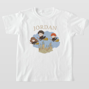 HARRY POTTER™、ハーマイオニー、ロンがホグワーツ™の上空を飛行 Tシャツ