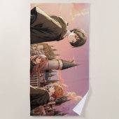 HARRY POTTER™ ハーマイオニー&ロン HOGWARTS™ アニメシーン ビーチタオル (正面)