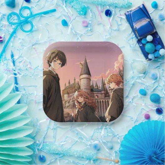 HARRY POTTER™ ハーマイオニー＆ロン HOGWARTS™ アニメシーン ペーパープレート (パーティー)