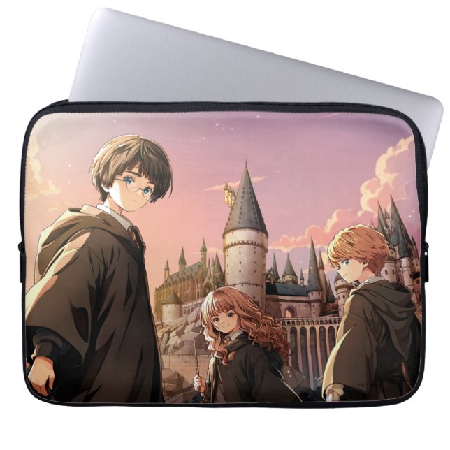 HARRY POTTER™ ハーマイオニー＆ロン HOGWARTS™ アニメシーン ラップトップスリーブ (正面)
