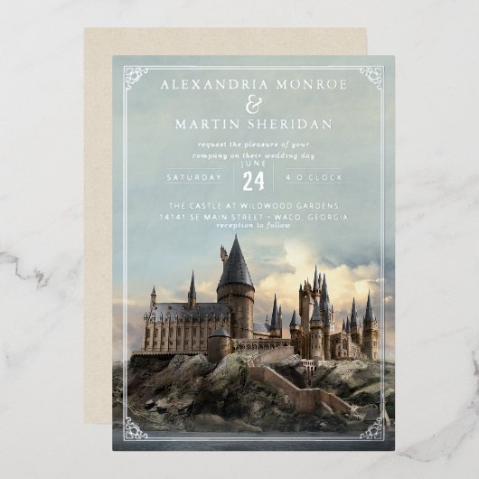 Harry Potter | ホグワーツ城の結婚式 箔招待状 (正面/裏面)