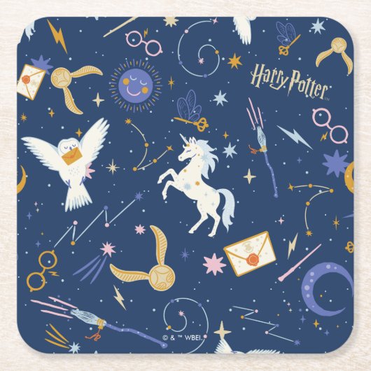 HARRY POTTER™ 夏至アイコン パターン スクエアペーパーコースター (正面)