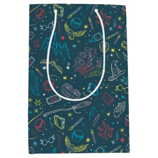 HARRY POTTER™ Artifacts Line Art Pattern ミディアムペーパーバッグ (正面)