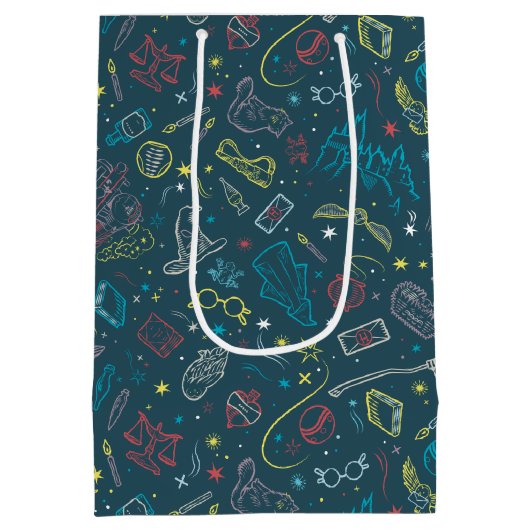 HARRY POTTER™ Artifacts Line Art Pattern ミディアムペーパーバッグ (裏面)