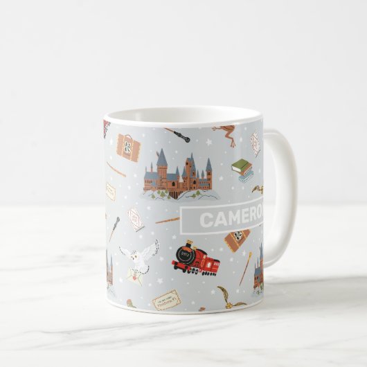Harry Potter Cartoon Hogwarts Pattern コーヒーマグカップ (正面右)