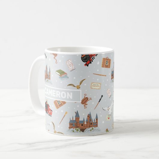 Harry Potter Cartoon Hogwarts Pattern コーヒーマグカップ (正面左)