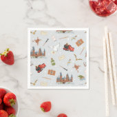 Harry Potter Cartoon Hogwarts Pattern スタンダードカクテルナプキン (インサイチュ)