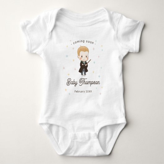 Harry Potter Chibi Draco Malfoy Wizard Baby Shower ベビーボディスーツ (正面)