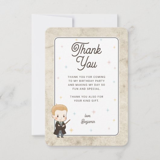 Harry Potter Chibi Draco Malfoy Wizard Birthday サンキューカード (正面)