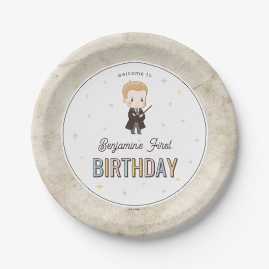 Harry Potter Chibi Draco Malfoy Wizard Birthday ペーパープレート (正面)