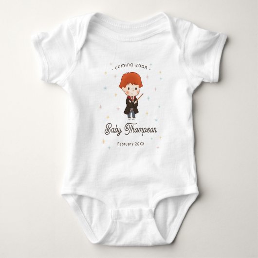 Harry Potter Chibi Ron Weasley Wizard Baby Shower ベビーボディスーツ (正面)