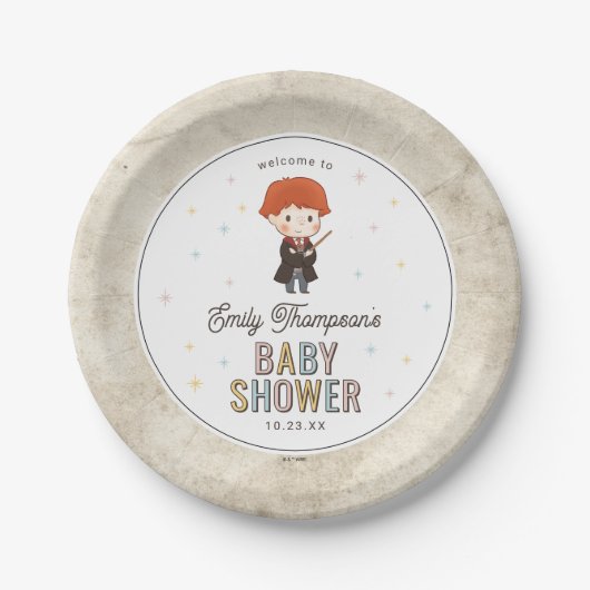 Harry Potter Chibi Ron Weasley Wizard Baby Shower ペーパープレート (正面)