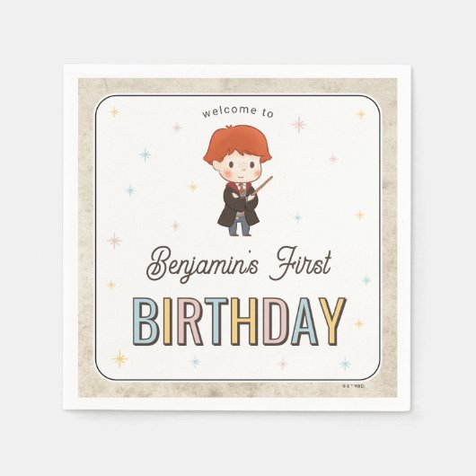 Harry Potter Chibi Ron Weasley Wizard Birthday スタンダードカクテルナプキン (正面)