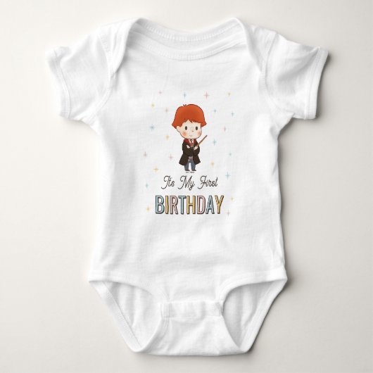 Harry Potter Chibi Ron Weasley Wizard Birthday ベビーボディスーツ (正面)