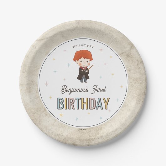 Harry Potter Chibi Ron Weasley Wizard Birthday ペーパープレート (正面)