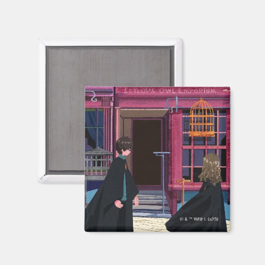 HARRY POTTER™ & Harmioone at Eeylops Owl Emporium マグネット (正面/裏面)