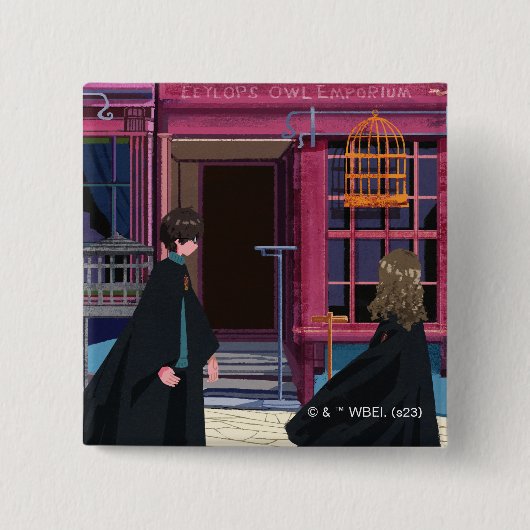 HARRY POTTER™ & Harmioone at Eeylops Owl Emporium 缶バッジ (正面)
