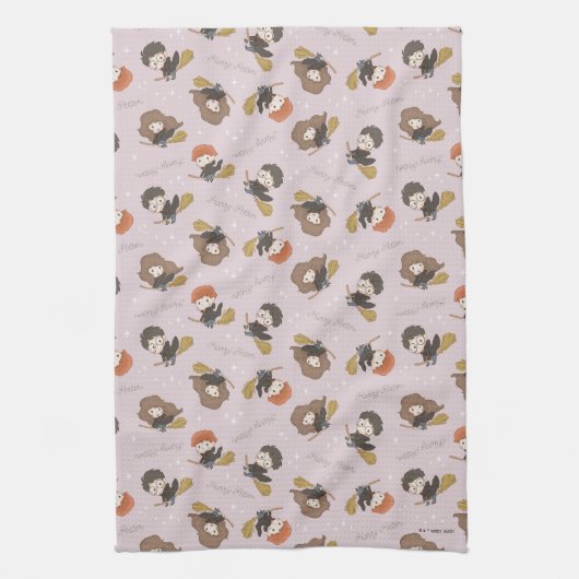 HARRY POTTER™、Harmioone、Ron 飛んでいる Pattern キッチンタオル (縦)