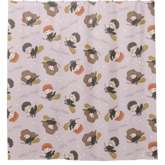 HARRY POTTER™、Harmioone、Ron 飛んでいる Pattern シャワーカーテン (正面)