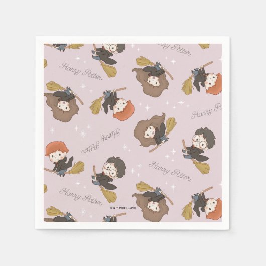HARRY POTTER™、Harmioone、Ron 飛んでいる Pattern スタンダードカクテルナプキン (正面)