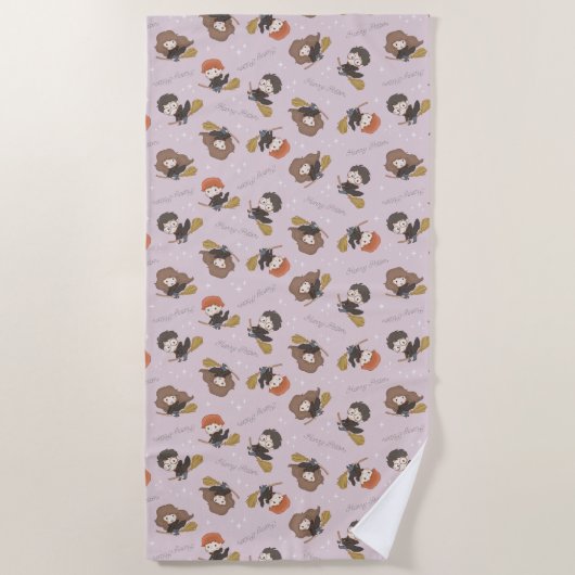 HARRY POTTER™、Harmioone、Ron 飛んでいる Pattern ビーチタオル (正面)