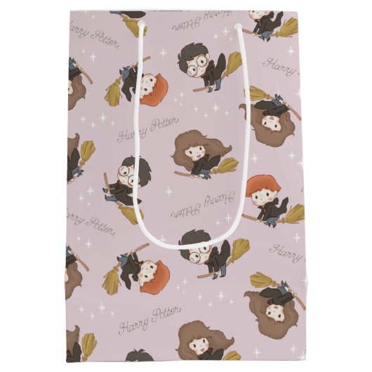 HARRY POTTER™、Harmioone、Ron 飛んでいる Pattern ミディアムペーパーバッグ (裏面)