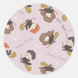 HARRY POTTER™、Harmioone、Ron 飛んでいる Pattern ラウンドシール