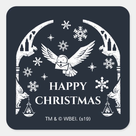 HARRY POTTER™ Hedwigが祝日の手紙を配達 スクエアシール (正面)