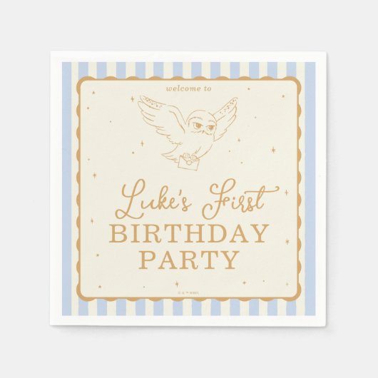 Harry Potter Hedwig Blue Magical Birthday スタンダードカクテルナプキン (正面)