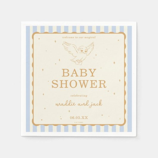 Harry Potter Hedwig Blue Stripe Baby Shower スタンダードカクテルナプキン (正面)