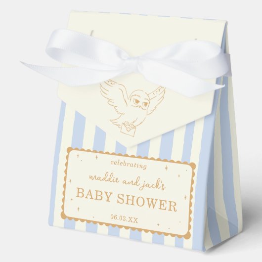 Harry Potter Hedwig Blue Stripe Baby Shower フェイバーボックス (正面)