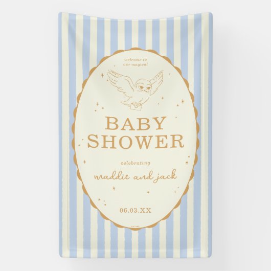 Harry Potter Hedwig Blue Stripe Baby Shower 横断幕 (縦)