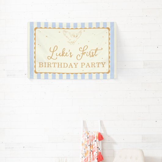 Harry Potter Hedwig Blue Stripe Birthday 横断幕 (インサイチュ)